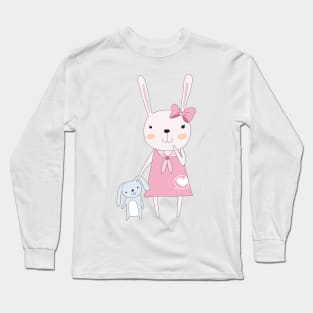 Cute Rabbit with plush Toy Bunny Long Sleeve T-Shirt